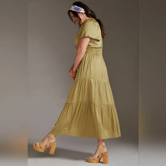 ANTHROPOLOGIE The Somerset Maxi Dress Satin Maxi